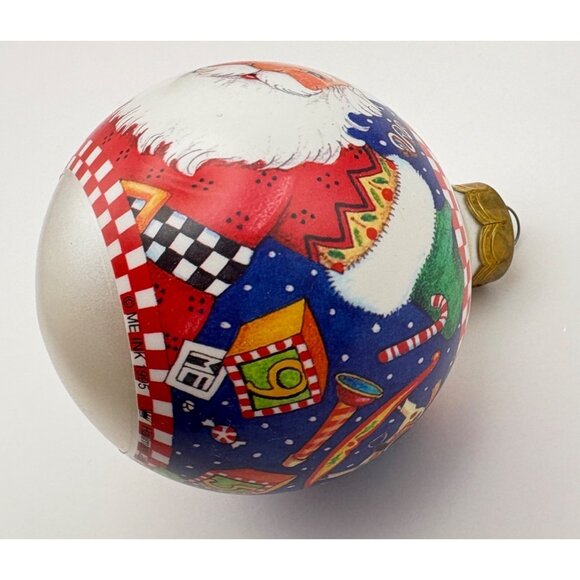 Mary Engelbreit Hallmark Keepsake Happy Santa Christmas Ornament Ball 1995 - Picture 3 of 8